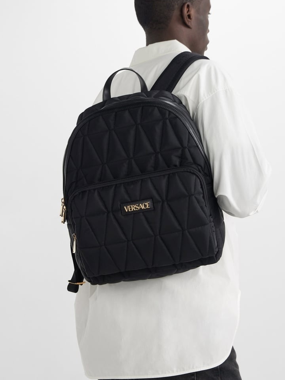 🌟Versace Quilted Black Backpack
